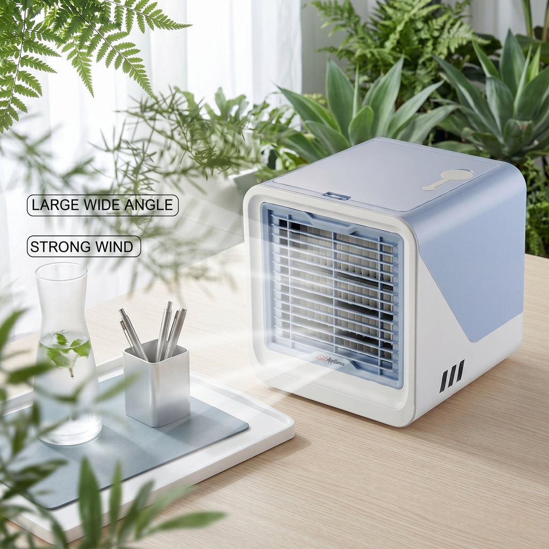 Mini Evaporative Air Cooler Fan | 120° Airflow | 3 Speed Settings | Night Light | USB Powered