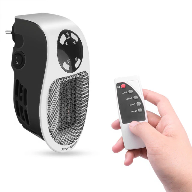 Mini Portable Electric Heater 500W | 12-Hour Timer &amp; Remote Control | Adjustable 15-32°C Temperature Range Settings