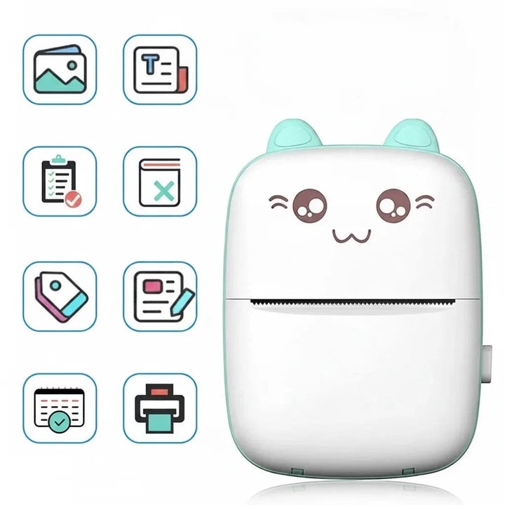 Mini Printer with Bluetooth | Cute Cat Thermal Printer