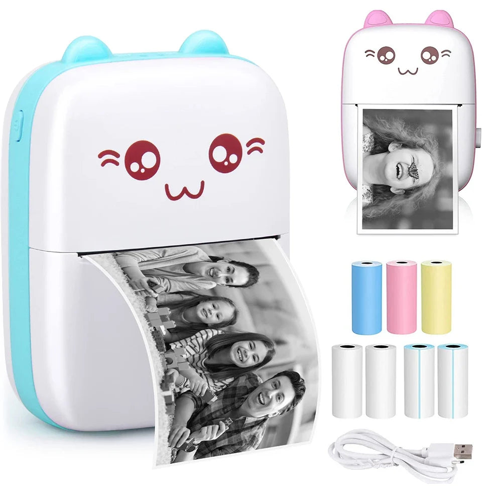 Mini Printer with Bluetooth | Cute Cat Thermal Printer