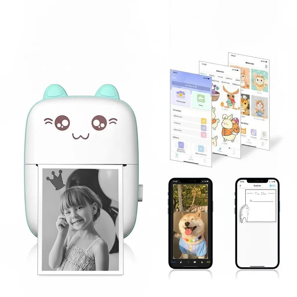 Mini Printer with Bluetooth | Cute Cat Thermal Printer