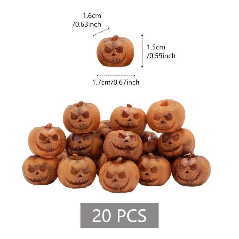 Mini Resin Pumpkin Set Halloween Fall Decor | 20 Piece Set for Tables &amp; Shelves | Reusable Resin Craft Pumpkins