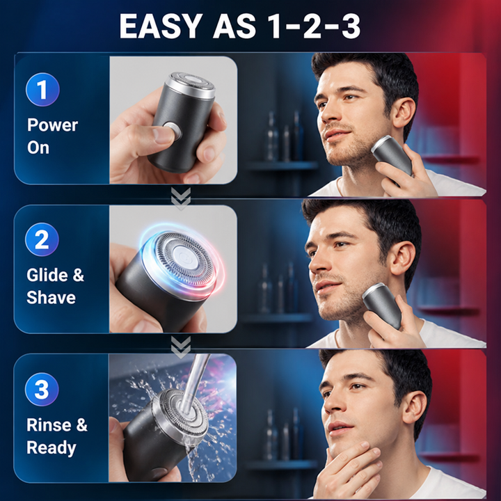 Mini Shaver for Men | 25-Blade Head, 6500 RPM, IPX7 Waterproof | 90-Minute Battery, USB-C Fast Charging, Aluminium Alloy Body