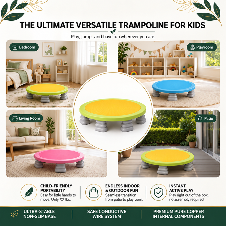 Mini Trampoline | Round Textured Deck, Ribbed Feet