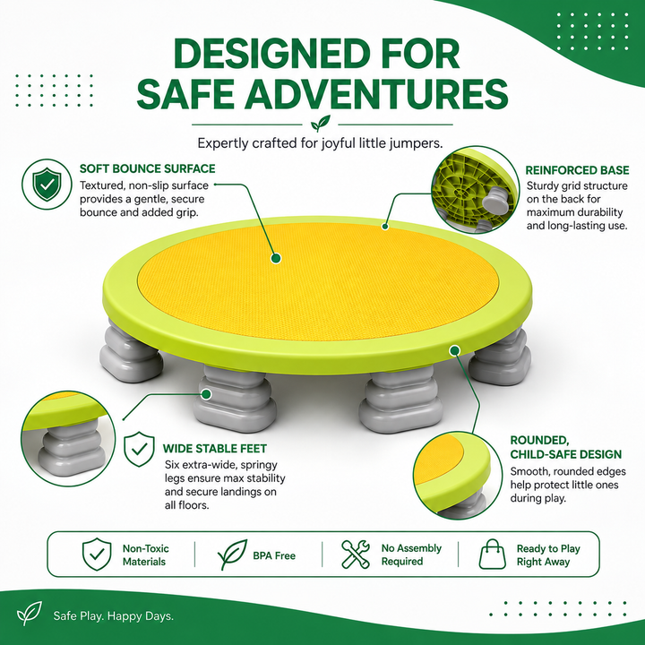 Mini Trampoline | Round Textured Deck, Ribbed Feet