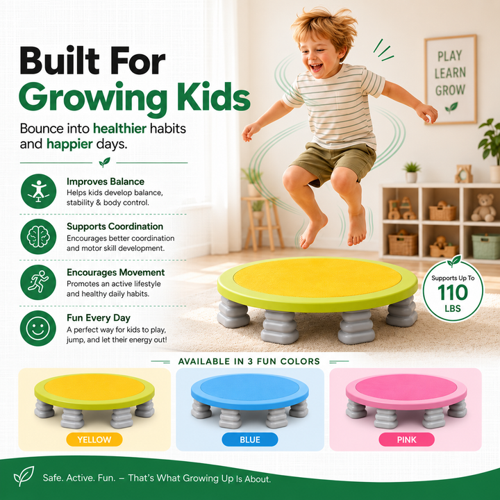 Mini Trampoline | Round Textured Deck, Ribbed Feet