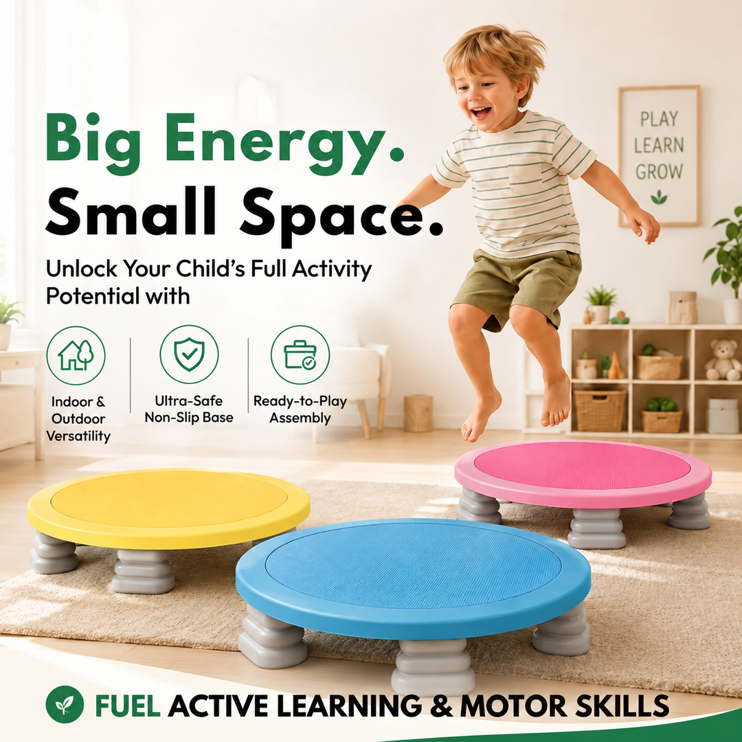 Mini Trampoline | Round Textured Deck, Ribbed Feet