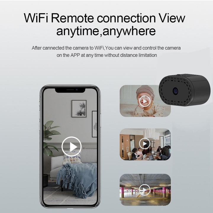 Mini WiFi Security Camera | 720P HD | Night Vision | Motion Alerts | Battery Powered