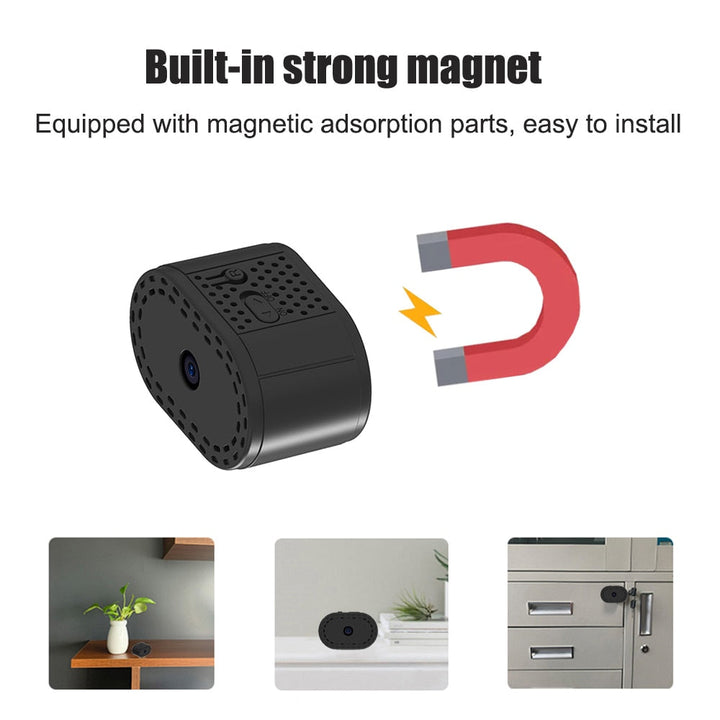 Mini WiFi Security Camera | 720P HD | Night Vision | Motion Alerts | Battery Powered