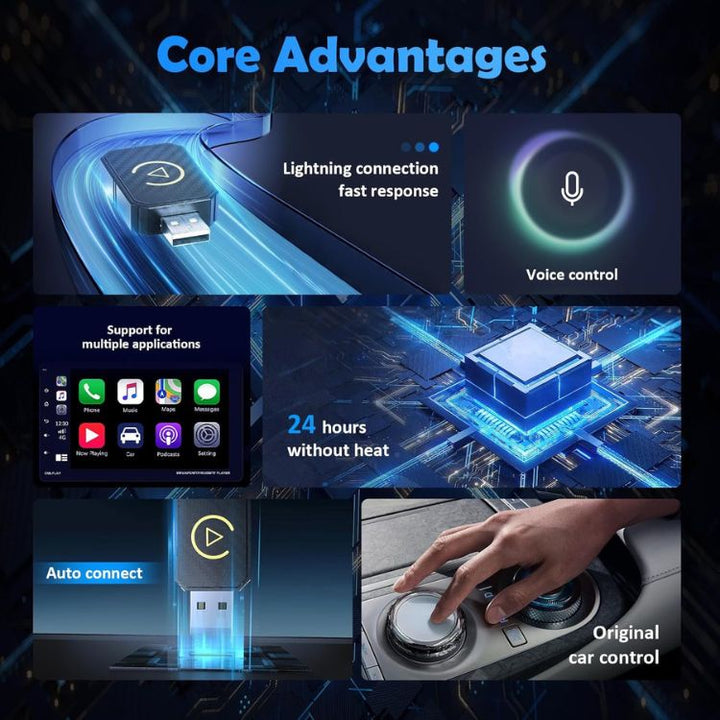 Mini Wireless CarPlay Adapter | 5GHz WiFi &amp; Bluetooth 5.2 | Plug &amp; Play for 800+ Cars &amp; All iPhones iOS 10+, No Extra Cables