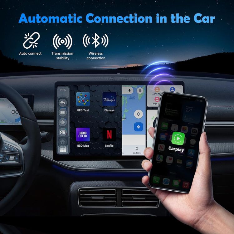Mini Wireless CarPlay Adapter | 5GHz WiFi &amp; Bluetooth 5.2 | Plug &amp; Play for 800+ Cars &amp; All iPhones iOS 10+, No Extra Cables