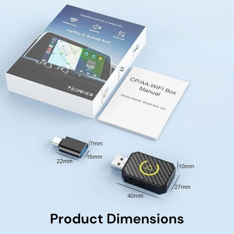 Mini Wireless CarPlay Adapter | 5GHz WiFi &amp; Bluetooth 5.2 | Plug &amp; Play for 800+ Cars &amp; All iPhones iOS 10+, No Extra Cables