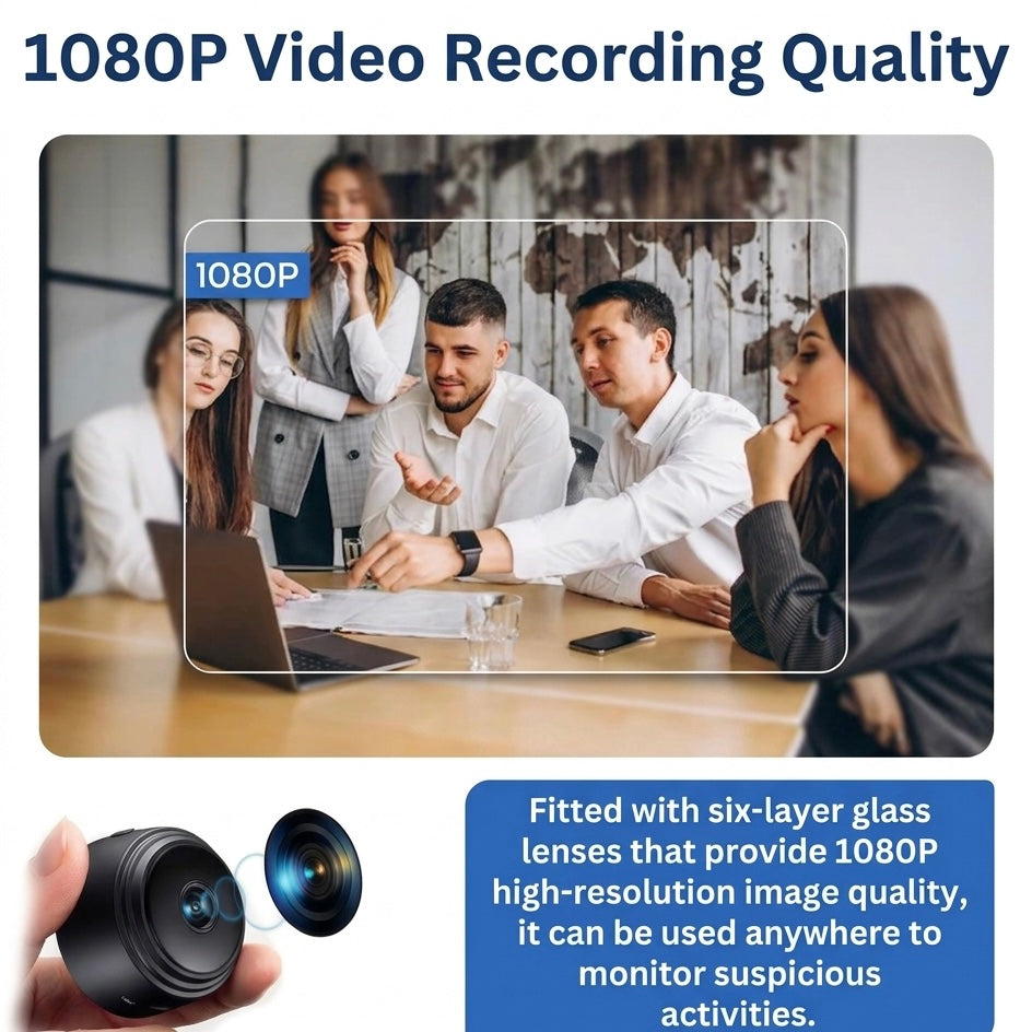 MiniEye | Compact WiFi Security Camera | 1080P HD | Night Vision | 160° Wide Angle