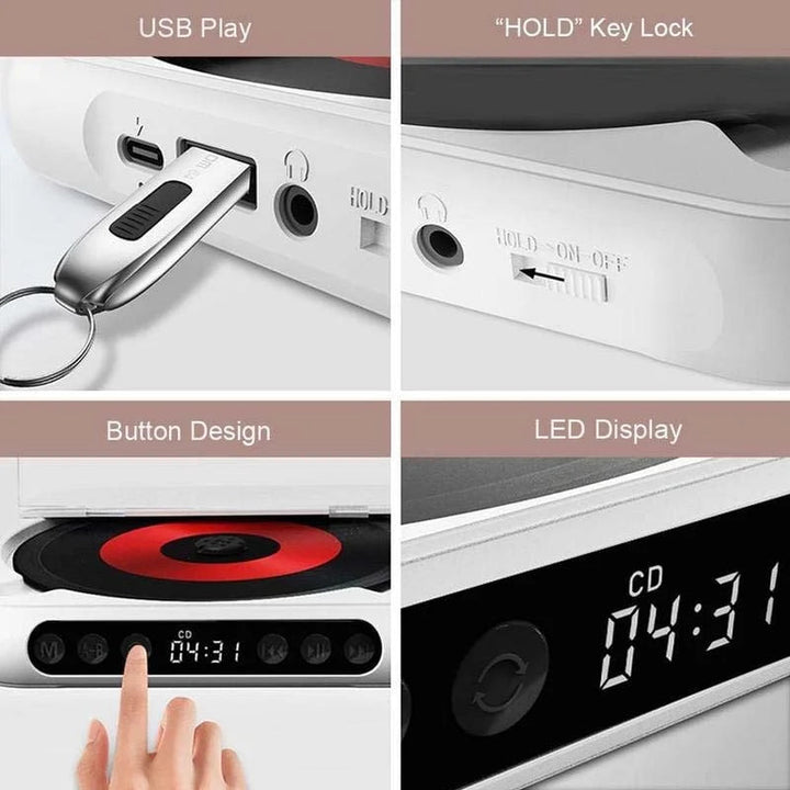 Mini CD Player Retro Look - Portable &amp; Bluetooth 5