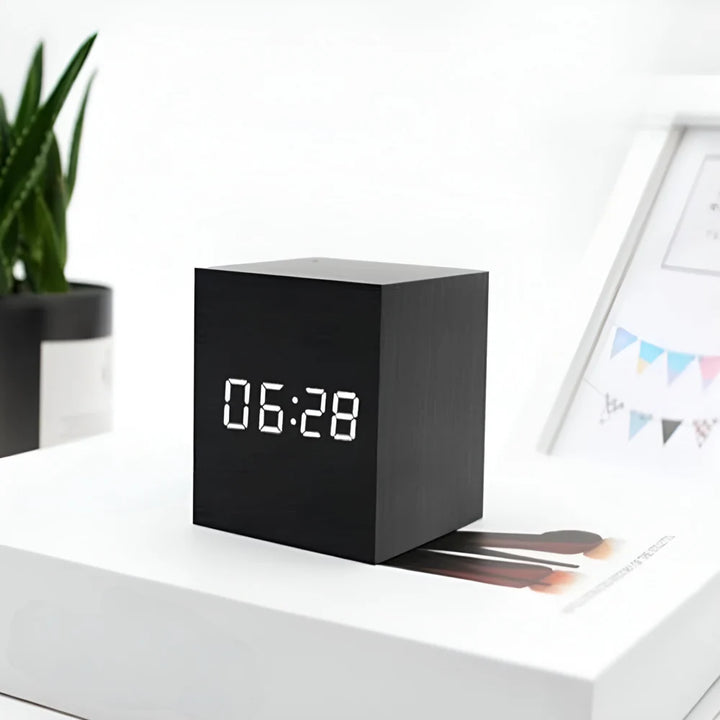 LED Digital Alarm Clock Cube | Time, Date &amp; Temperature Display | Battery or USB Powered with Automatic Night Mode 9