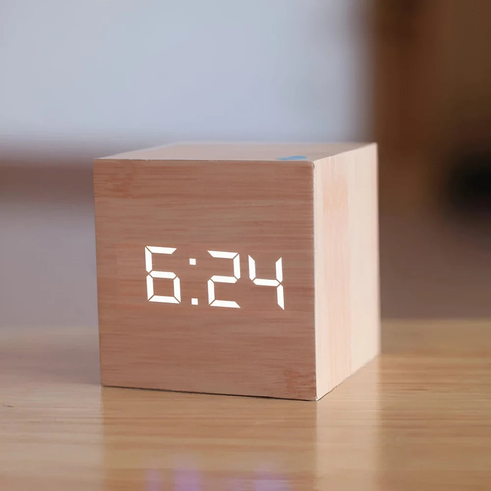 LED Digital Alarm Clock Cube | Time, Date &amp; Temperature Display | Battery or USB Powered with Automatic Night Mode 6