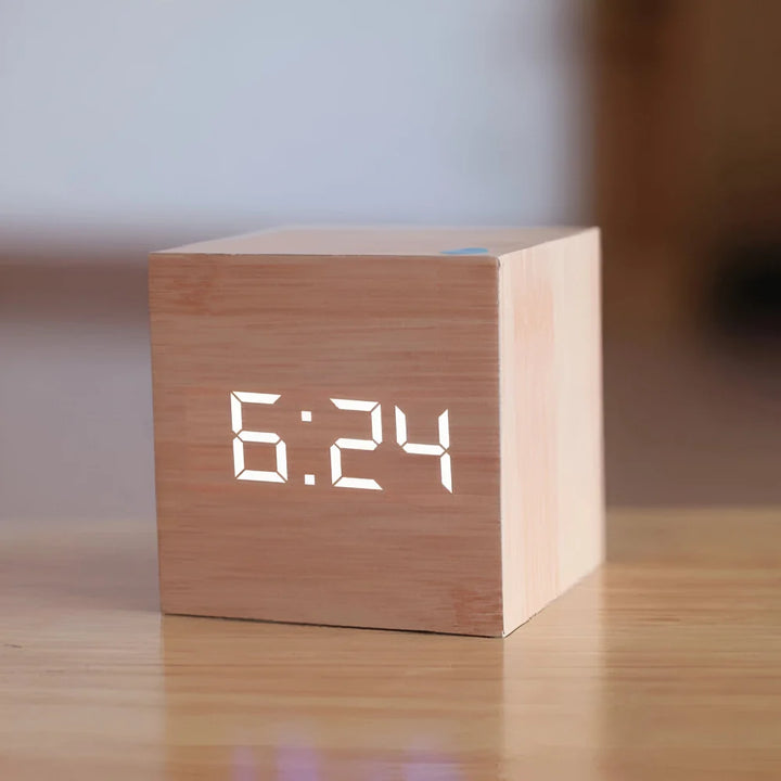 LED Digital Alarm Clock Cube | Time, Date &amp; Temperature Display | Battery or USB Powered with Automatic Night Mode 6
