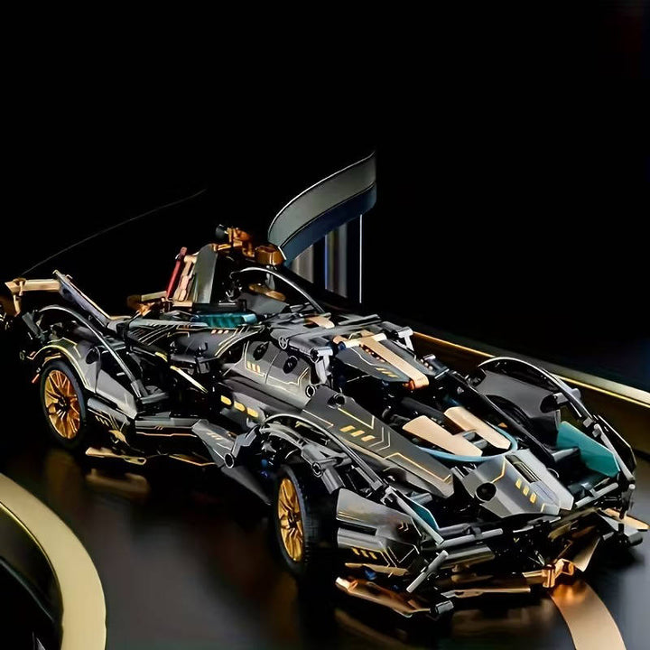 Model Car Building Block Set, 1690 Pieces | Working Steering &amp; Adjustable Suspension | Liftable Cockpit and Engine Bay