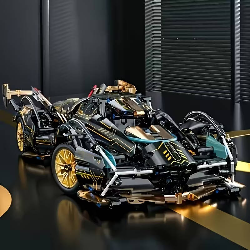 Model Car Building Block Set, 1690 Pieces | Working Steering &amp; Adjustable Suspension | Liftable Cockpit and Engine Bay
