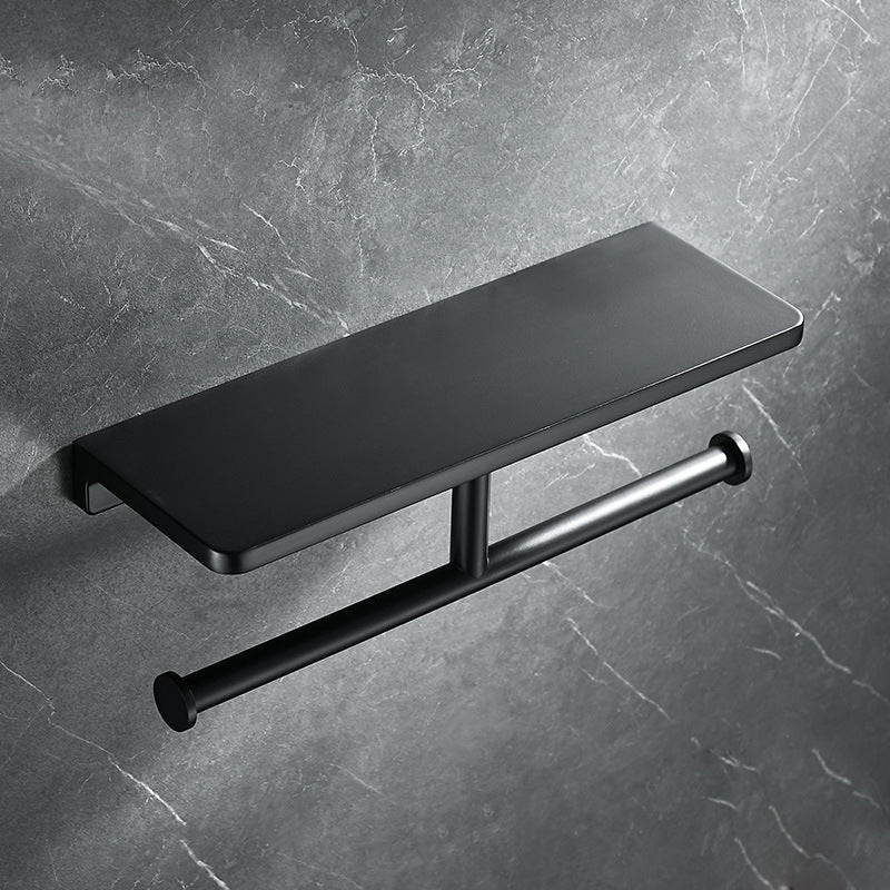 Modern Bathroom | Black Aluminum Toilet Paper Holder | Shelf Design