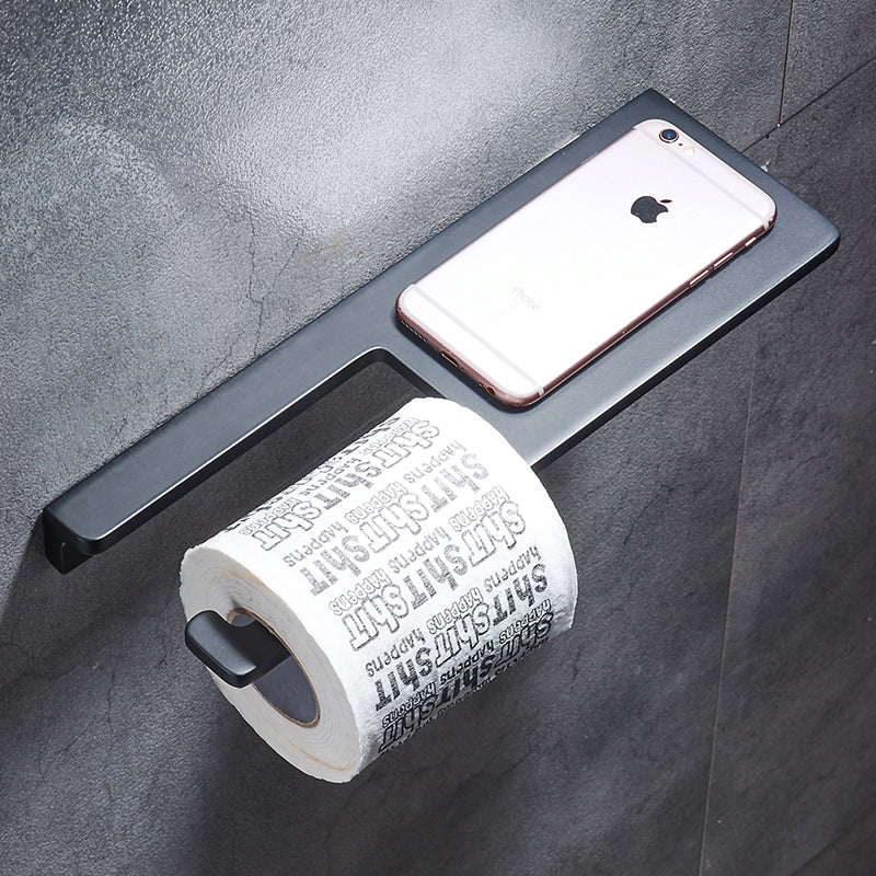 Modern Bathroom | Black Aluminum Toilet Paper Holder | Shelf Design