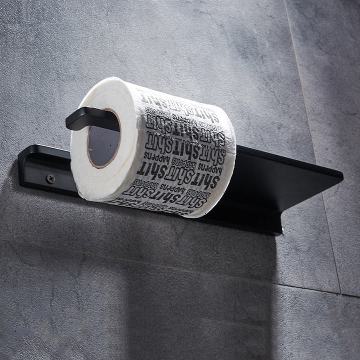 Modern Bathroom | Black Aluminum Toilet Paper Holder | Shelf Design