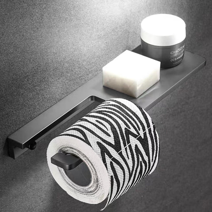 Modern Bathroom | Black Aluminum Toilet Paper Holder | Shelf Design