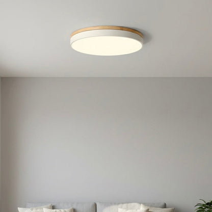Modern Ceiling Light Fixture with Natural Wood Accent | Elegant LED Flush Mount for Warmth and Tranquility