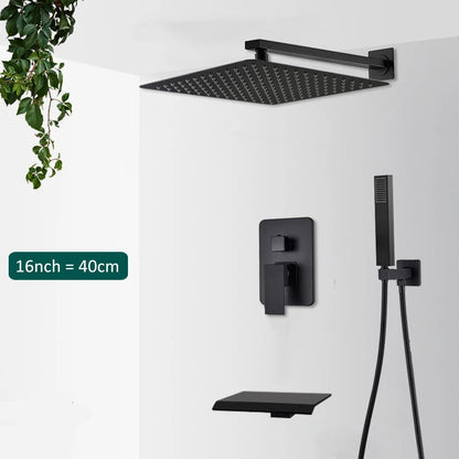 Modern Concealed Shower System | Rain & Waterfall Shower Set with Tub Spout | Elegant Design for Luxurious Bathroom Experience 10