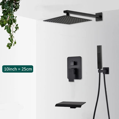 Modern Concealed Shower System | Rain & Waterfall Shower Set with Tub Spout | Elegant Design for Luxurious Bathroom Experience 14