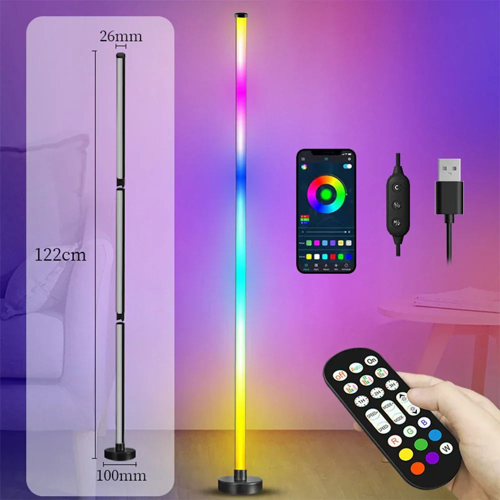 Modern Floor Lamp with RGB Color Options & Remote Control | Stylish Lighting for Living Room 6