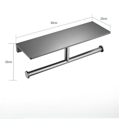 Modern Home | Black Toilet Roll Holder Stand with Shelf & Mobile Phone Rack | Stylish Aluminum Design for Convenience 8