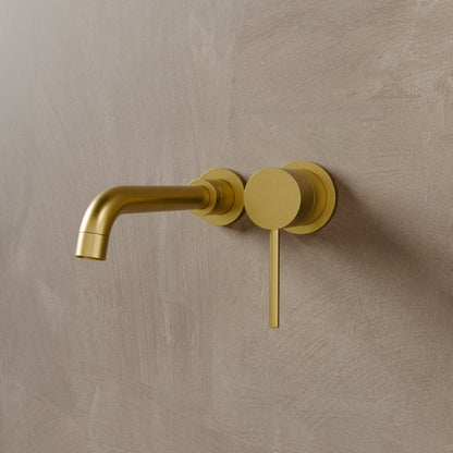 Modern Wall-Mounted Bathroom Faucet with Sleek Curved Spout | Durable Brass Design for Effortless Water Control 4