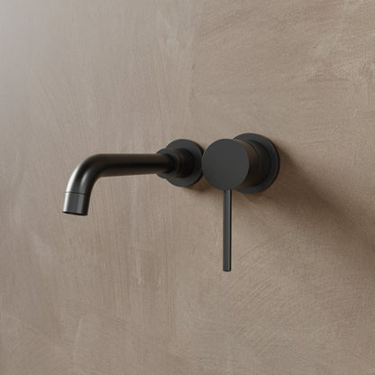 Modern Wall-Mounted Bathroom Faucet with Sleek Curved Spout | Durable Brass Design for Effortless Water Control 5
