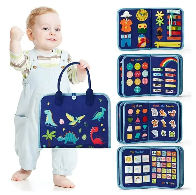 Montessori Busy Board with Learning Activities | Portable Felt Toy