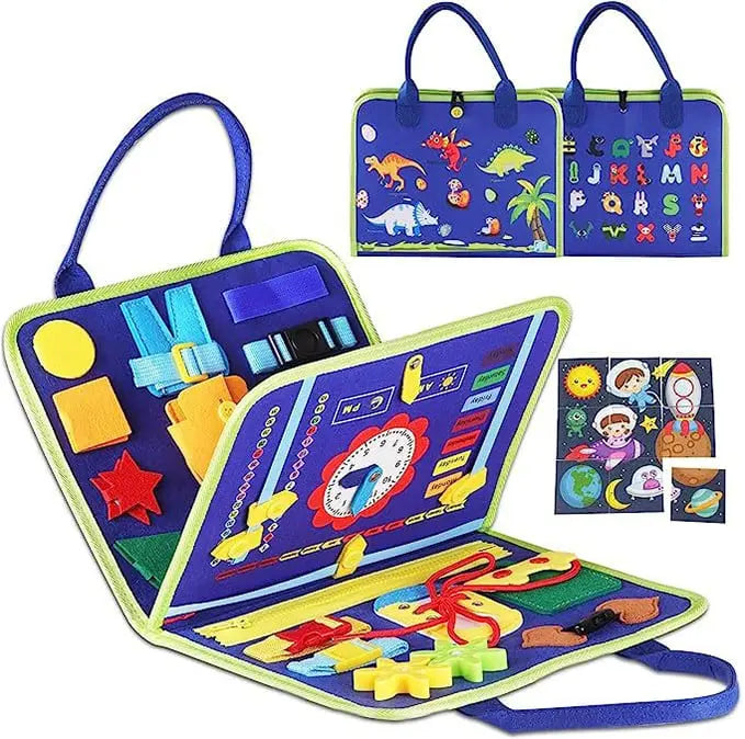Montessori Busy Board with Learning Activities | Portable Felt Toy