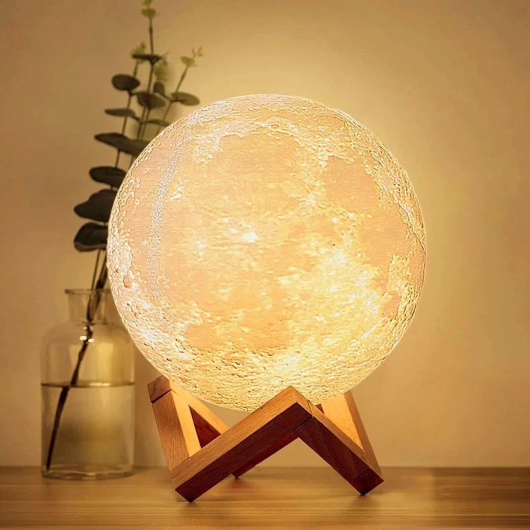 Moon Table Lamp | Cratered Globe, Crossed Strut Cradle