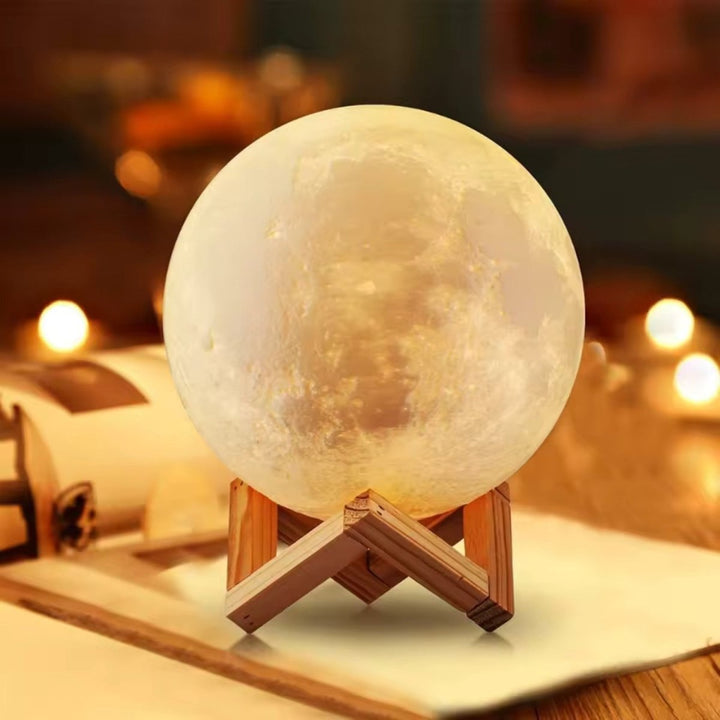 Moon Table Lamp | Cratered Globe, Crossed Strut Cradle