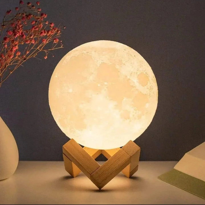 Moon Table Lamp | Cratered Globe, Crossed Strut Cradle