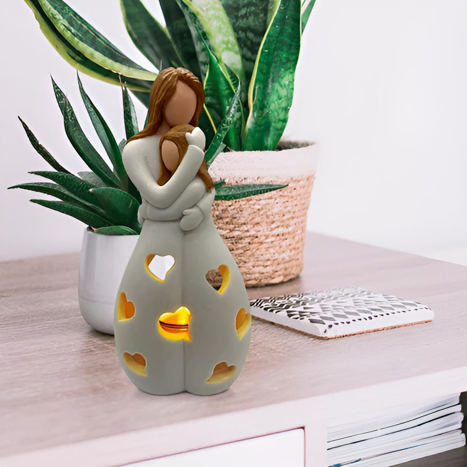 Mother-Daughter Candle Holder | Heart Cut-Outs, Hollow Body