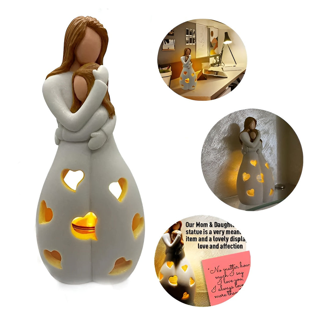 Mother-Daughter Candle Holder | Heart Cut-Outs, Hollow Body