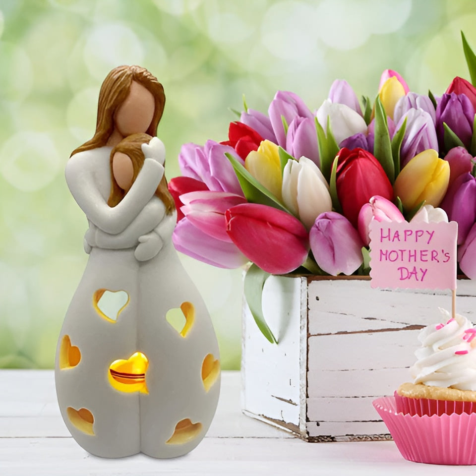 Mother-Daughter Candle Holder | Heart Cut-Outs, Hollow Body