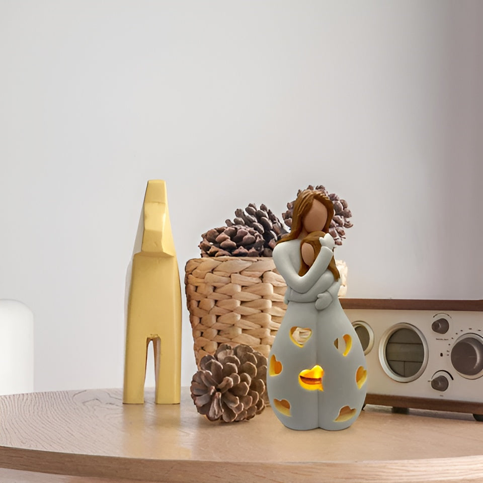 Mother-Daughter Candle Holder | Heart Cut-Outs, Hollow Body