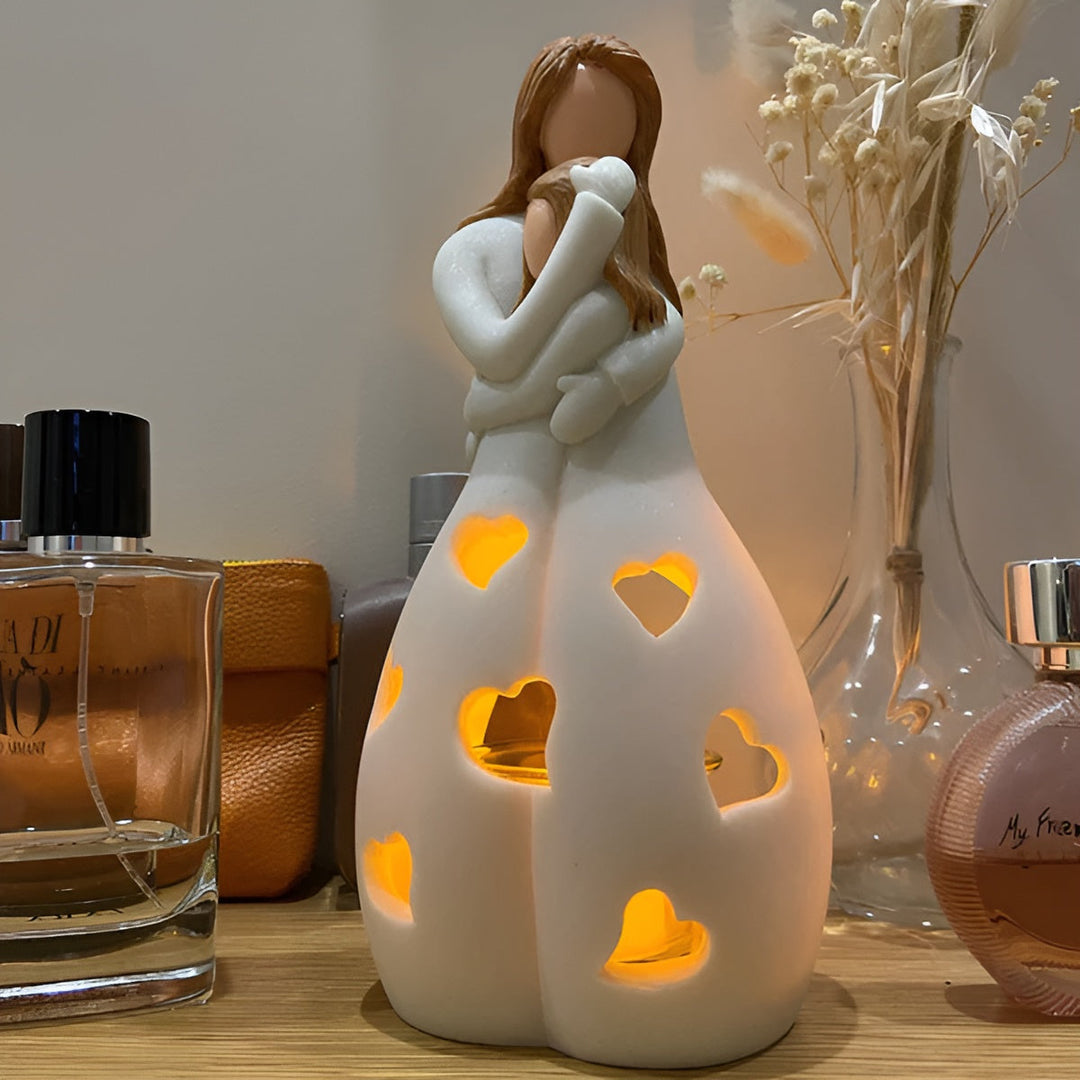 Mother-Daughter Candle Holder | Heart Cut-Outs, Hollow Body