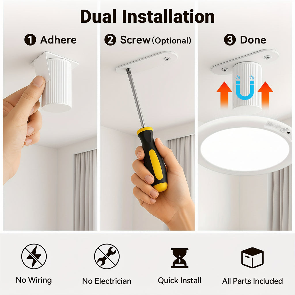 Motion Sensor Ceiling Light Rechargeable LED | Flush Mount Design with Remote Control | 10000mAh Battery, Wireless USB Charging