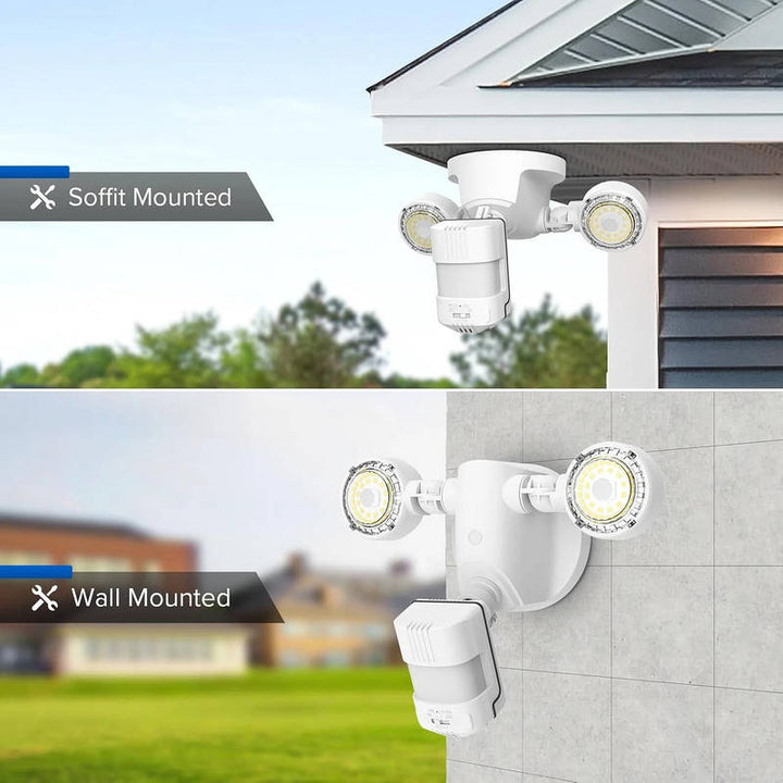 Motion Sensor LED Flood Light Ceramic Housing | 2000 Lumen 320 Degree Beam, 72ft Range | IP65 Weatherproof Security Light