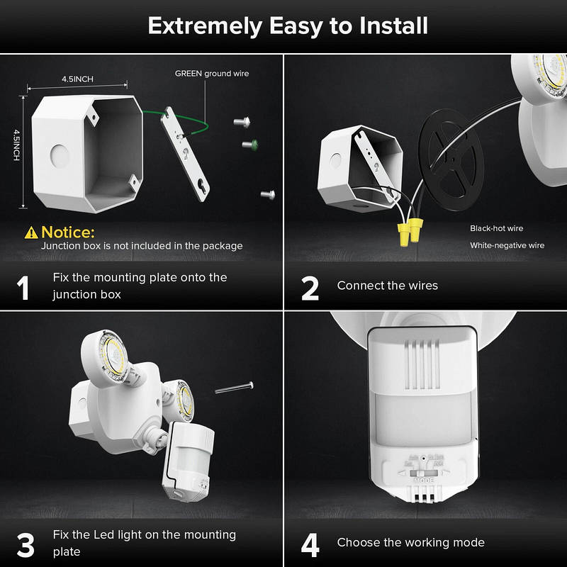 Motion Sensor LED Flood Light Ceramic Housing | 2000 Lumen 320 Degree Beam, 72ft Range | IP65 Weatherproof Security Light