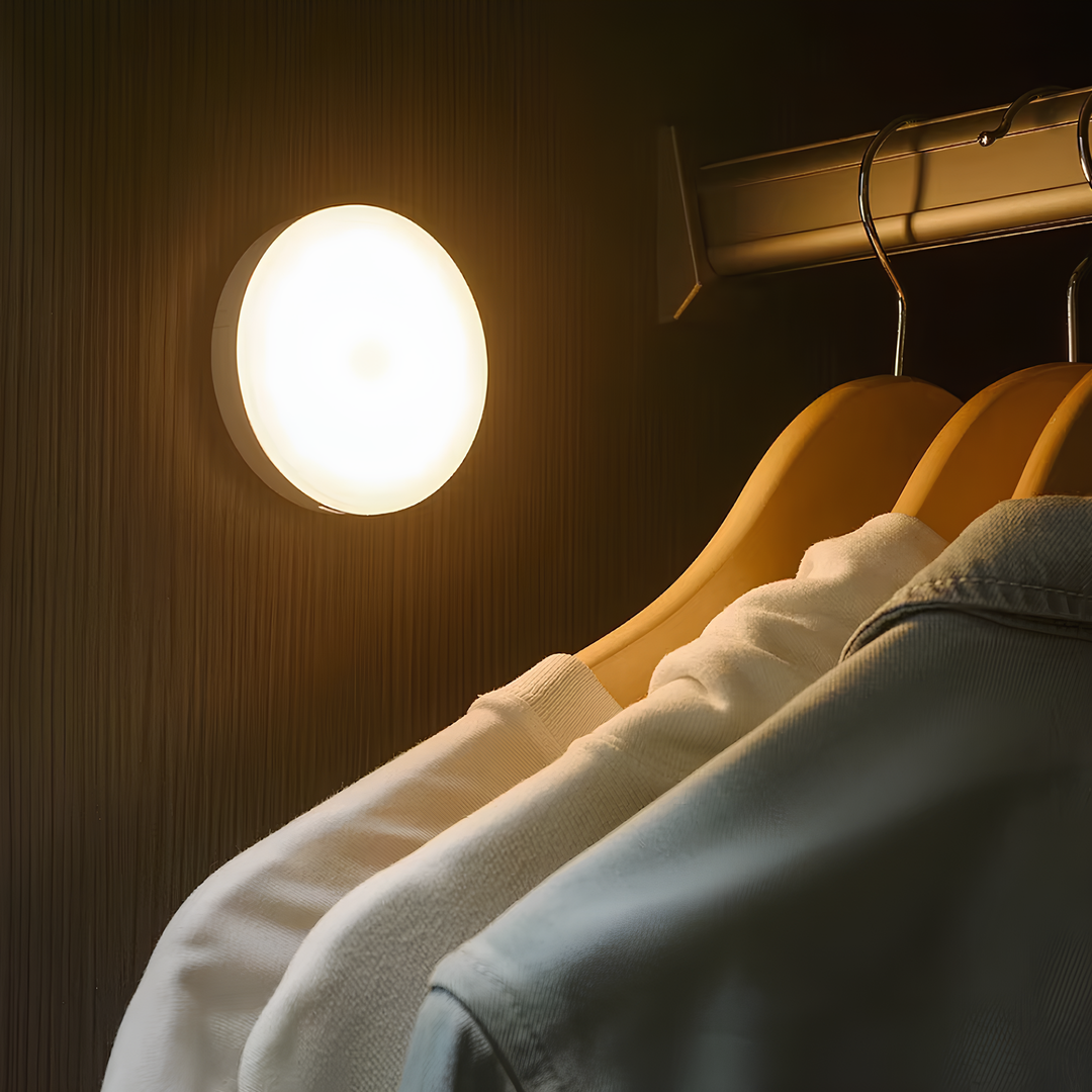 Motion Sensor Night Light | USB Rechargeable or Battery Powered | Auto Shut-Off LED for Hallways, Stairs &amp; Closets