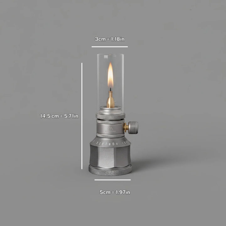 Camping Lamp | Butane Gas Candle Lantern with Glass Chimney and Adjustable Flame