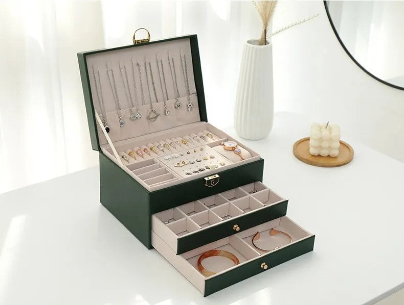 Multi-Layer Leather Jewelry Box | Rings, Necklaces &amp; Bracelets | Organized Storage